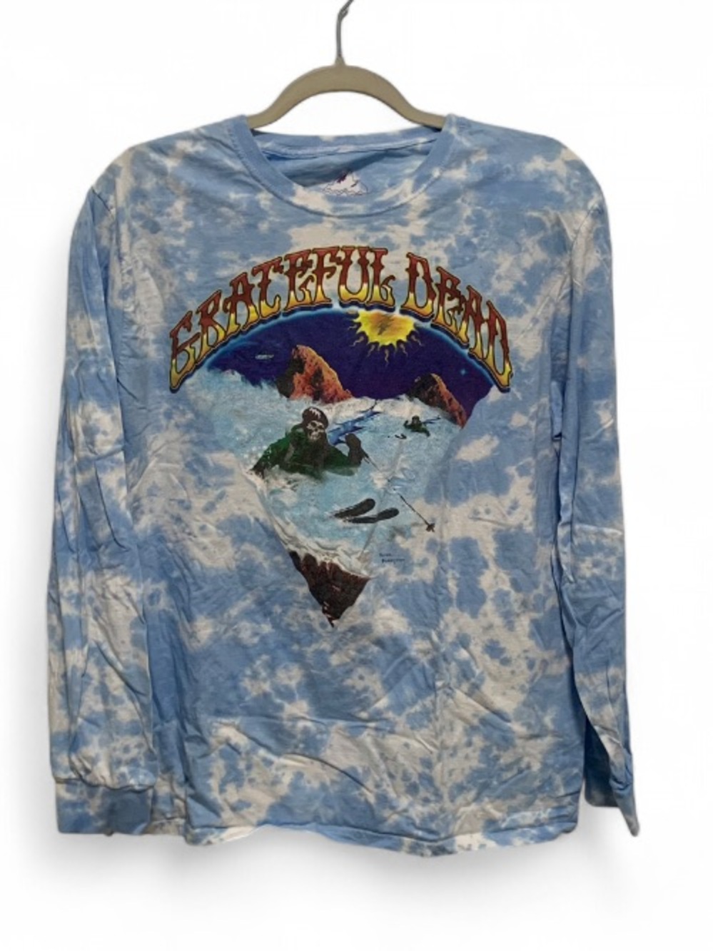 Teton Gravity Research Grateful Dead Blue White Tie-Dye Long Sleeve Tee Shirt